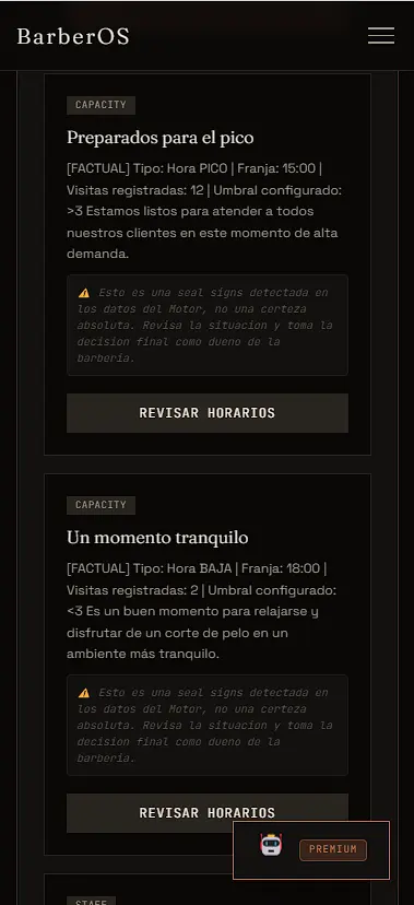 Panel de recomendaciones automáticas